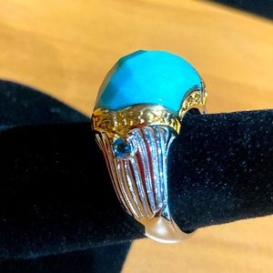 New Victoria Wieck Turquoise  Two Tone  Ring Size 6